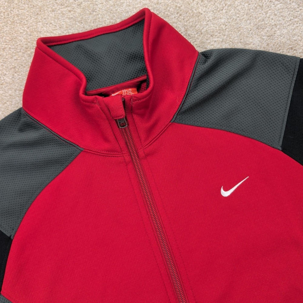 Nike Athletic Dept Track Jacket Mens Medium Red Gray Colorblock Full Zip Vtg Y2K